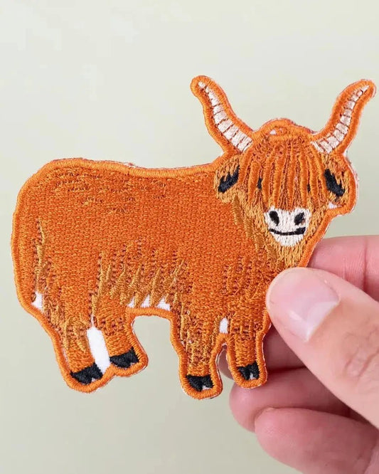 Highland Cow Embroidered Iron On Patch - Wander Together Outfitters