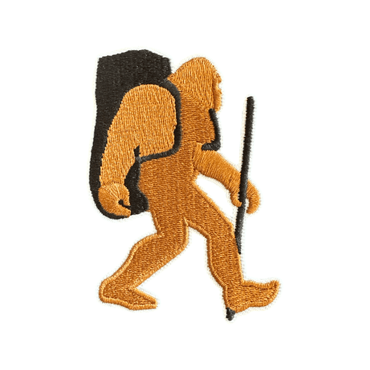 Hiker Bigfoot with Backpack Iron On Patch - Wander Together Outfitters