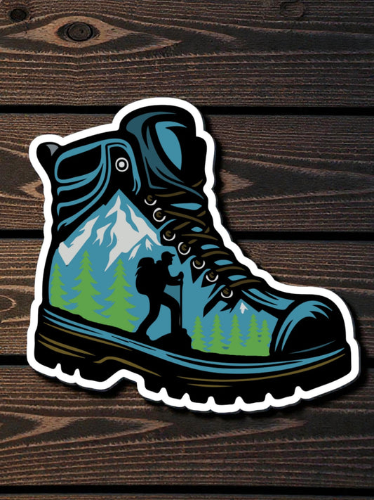 Hiking In The Mountians 3” Vinyl sticker - Hiking Boot - Wander Together Outfitters