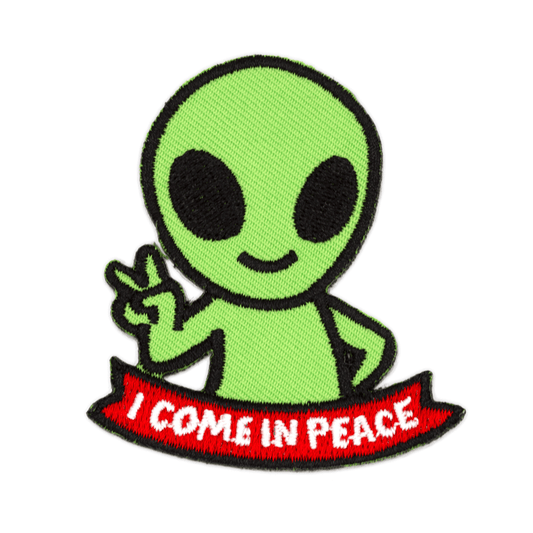 “I Come In Peace” Alien Iron - On Embroidered Patch - Wander Together Outfitters