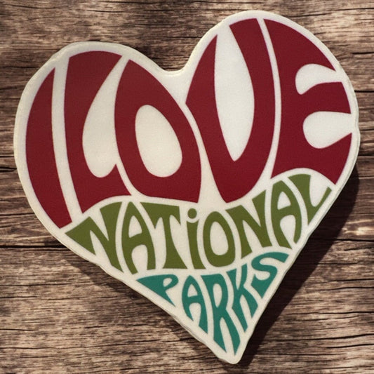 “I Love National Parks” Heartfelt Vinyl Sticker - Wander Together Outfitters