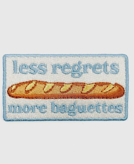 “Less Regrets More Baguettes” Iron On Embroidered Patch - Wander Together Outfitters