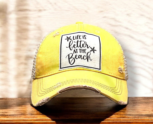 "Life Is Better At The Beach" Soft Distressed Cap - Wander Together Outfitters