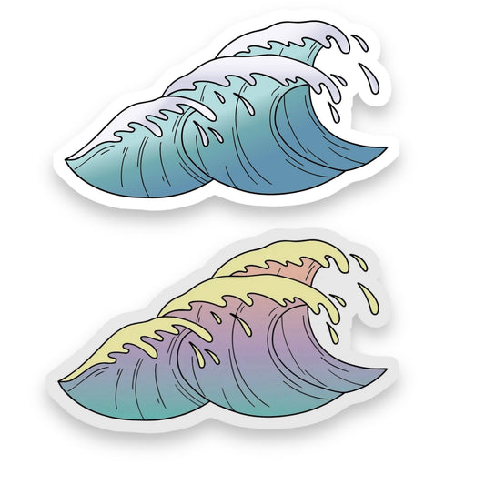Light Blue Waves Beach Aesthetic Sticker - Wander Together Outfitters
