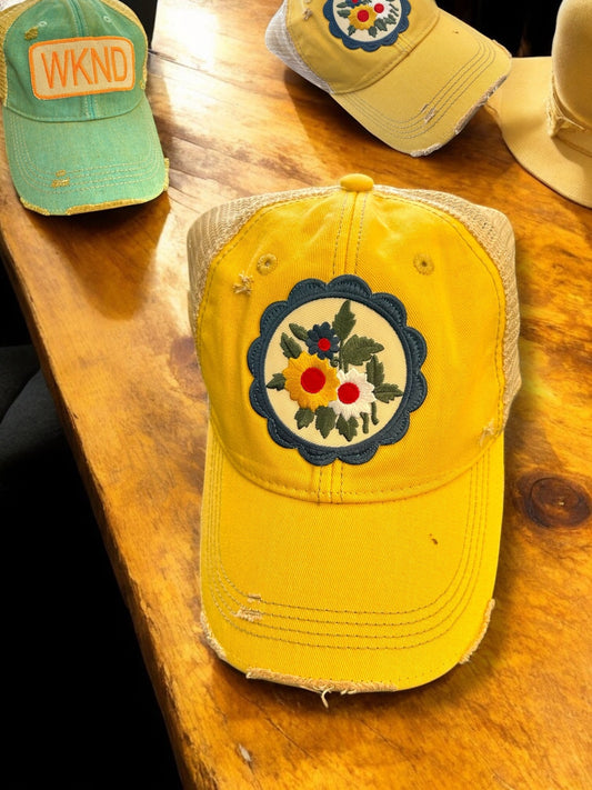 Little Flower Patch Hat (Citrus) SALE - Wander Together Outfitters