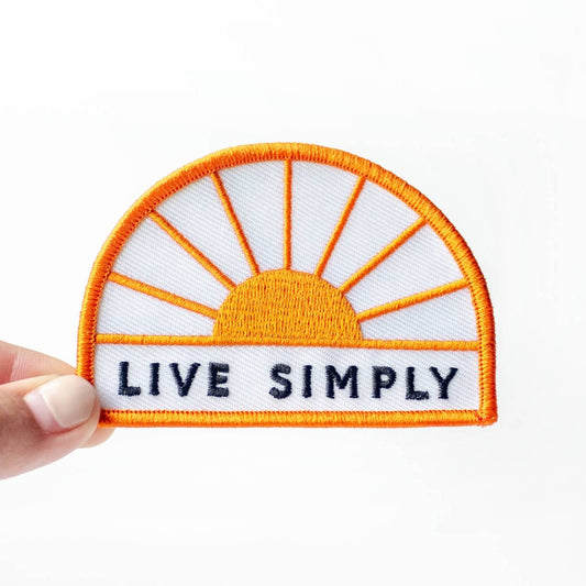 Live Simply Sun Embroidered Iron on Patch - Wander Together Outfitters