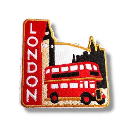 “London” Double Decker Travel Iron On Patch - Wander Together Outfitters