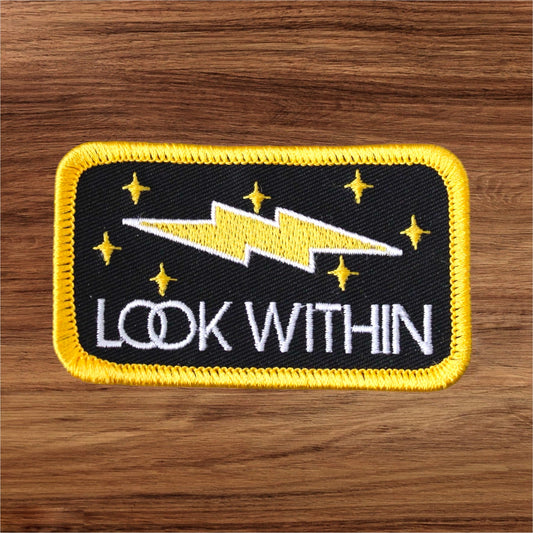 “Look Within” Lightning Embroidered Iron On Patch - Wander Together Outfitters