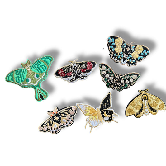 Lunar Moth and Butterfly Iron On Embroidered Patches (Various) - Wander Together Outfitters