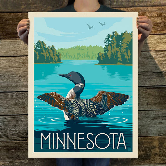 Minnesota: Loon (American Travel) Art Print - Wander Together Outfitters