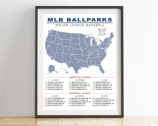 MLB Ballpark Checklist Poster (Major League Baseball) - Wander Together Outfitters