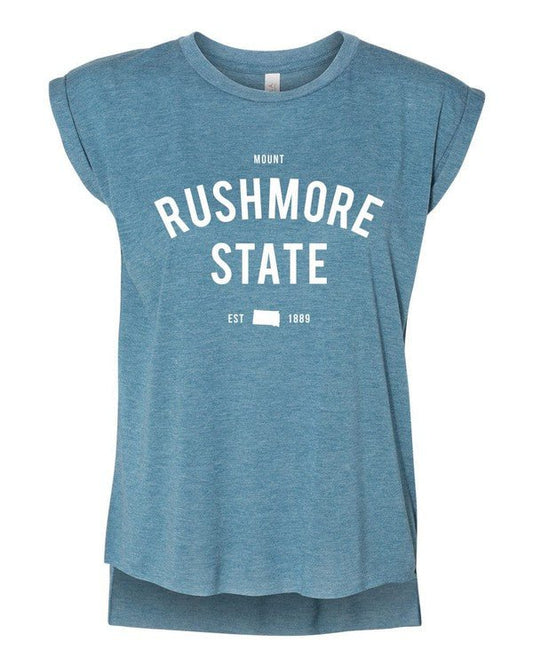 Mount Rushmore State South Dakota Graphic Rolled Cuff Tee - Wander Together Outfitters