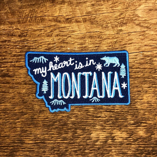 "My Heart Is In Montana" Iron On Embroidered Patch - Wander Together Outfitters