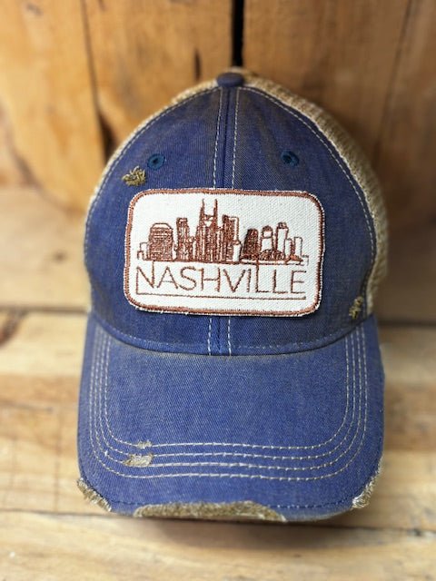 Nashville Skyline Distressed Trucker Cap (Various Colors) - Wander Together Outfitters