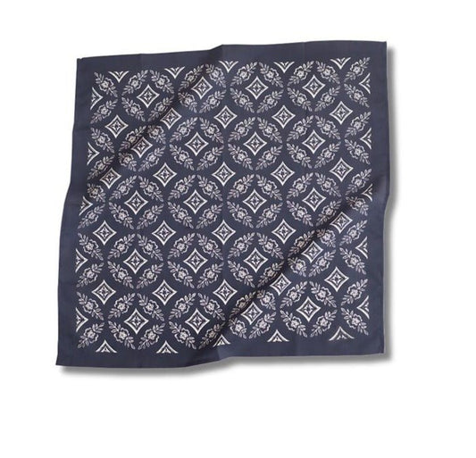 Natalie Navy Blue White Floral Bandana No.19 - Wander Together Outfitters