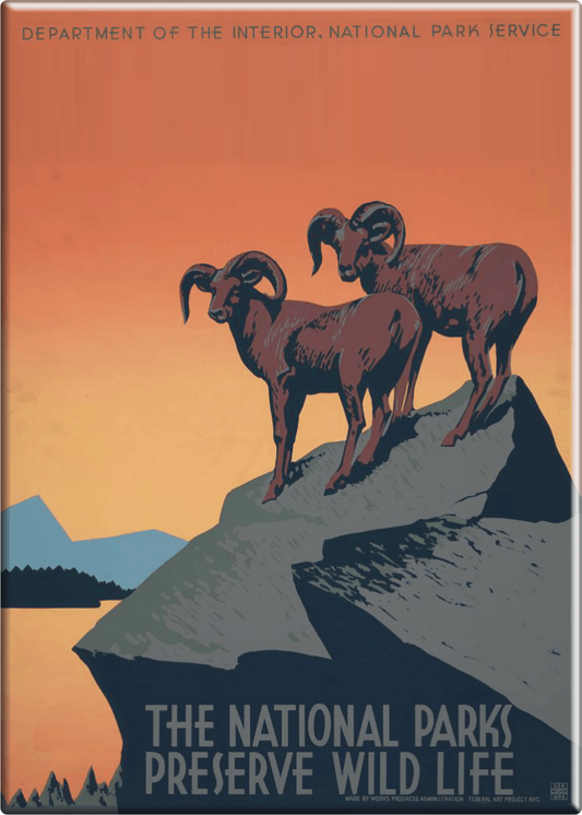 "National Parks Preserve Wild Life" Magnet Vintage Style - Wander Together Outfitters