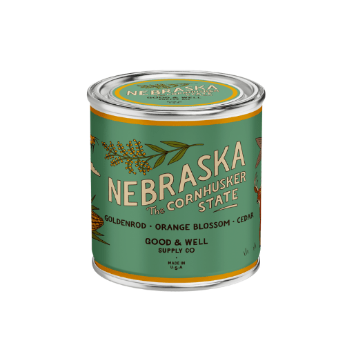 Nebraska State Candle (Goldenrod, Orange Blossom, Cedar) - Wander Together Outfitters