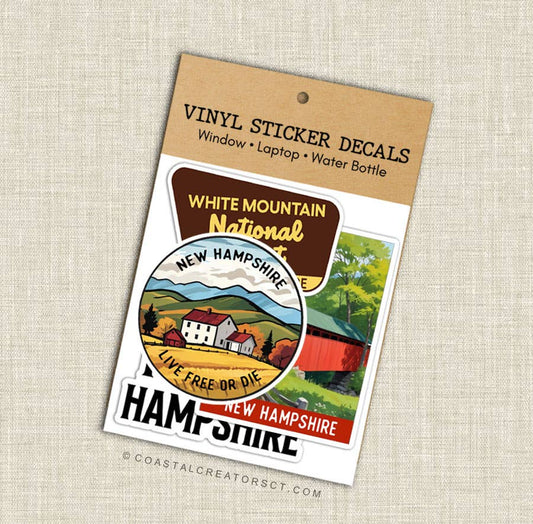 New Hampshire Sticker Pack, 4 Full - Size Stickers Per Pack - Wander Together Outfitters