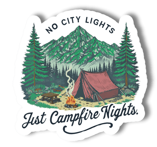 "No City Lights, Just Campfire Nights" 3” Vinyl Sicker - Wander Together Outfitters