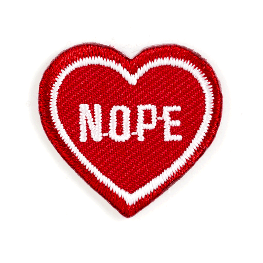 "Nope" Heart Embroidered Sticker Patch - Wander Together Outfitters