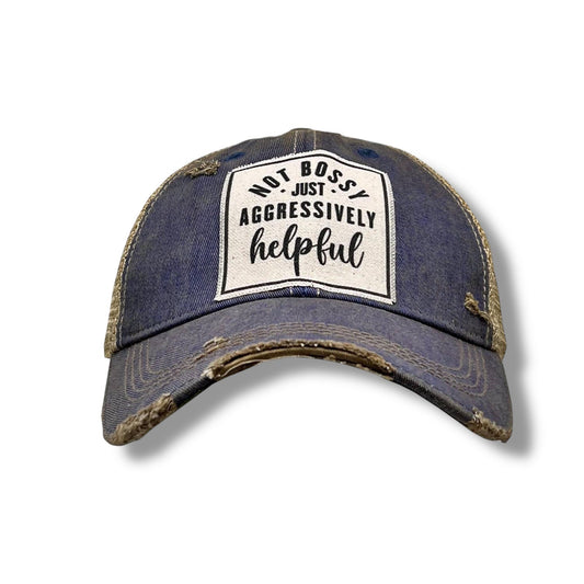 “Not Bossy Just Aggressively Helpful” Vintage Distressed Unisex Cap - Wander Together Outfitters