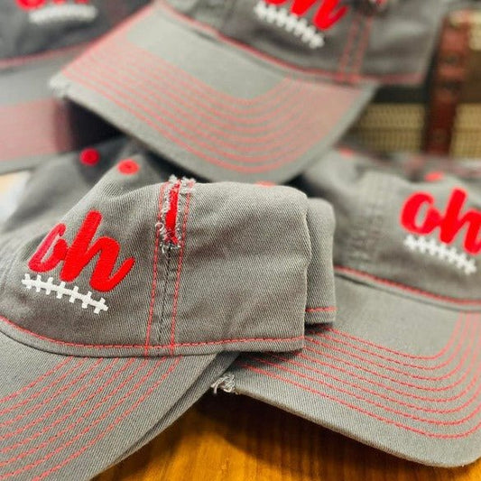 "Ohio " Sports Stitch Grey / Red Trucker Hat - Wander Together Outfitters