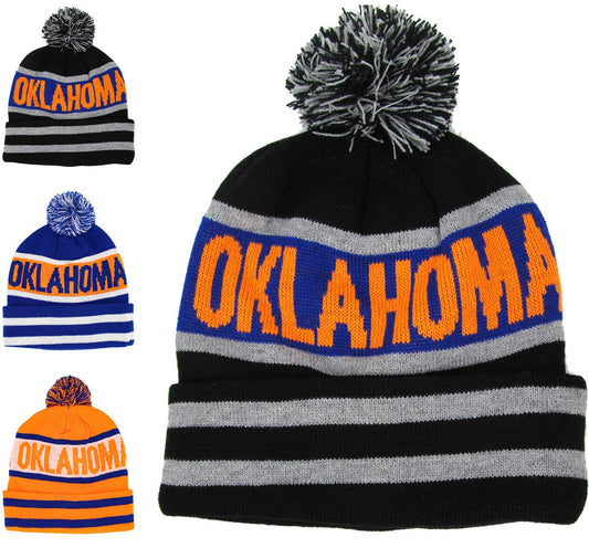 Oklahoma Pom Pom Beanie (SALE) - Wander Together Outfitters