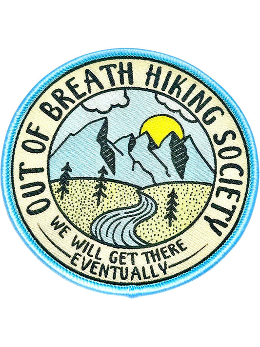 “Out Of Breath Hiking Society” Round Iron On Patch - Wander Together Outfitters