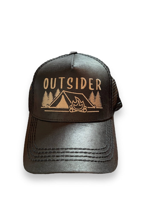 "Outsider" Mesh Back Vintage Faux Leather Baseball Cap - Wander Together Outfitters