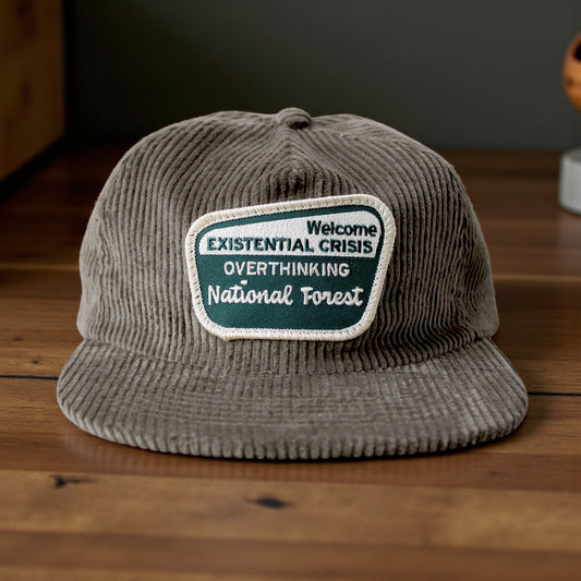 "Overthinking National Forest" Green Five Panel Corduroy Unisex Hat - Wander Together Outfitters