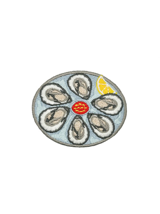 Oyster Platter Embroidered Iron On Patch - Wander Together Outfitters