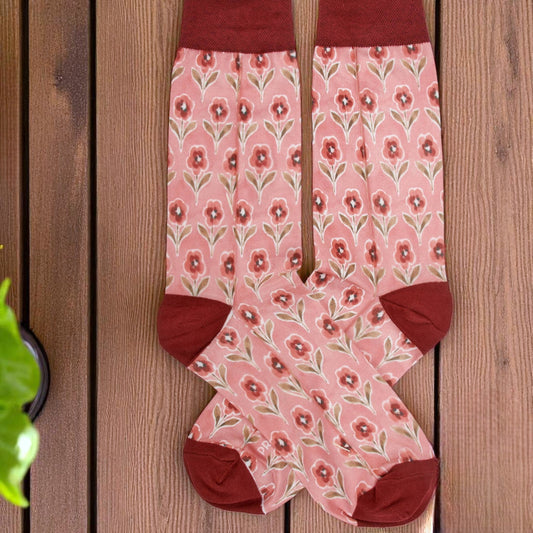 Pink Floral Cozy Socks - Wander Together Outfitters