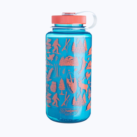 PNW Patterns 32oz Water Bottle - Fire Orange/Ocean Blue - Wander Together Outfitters