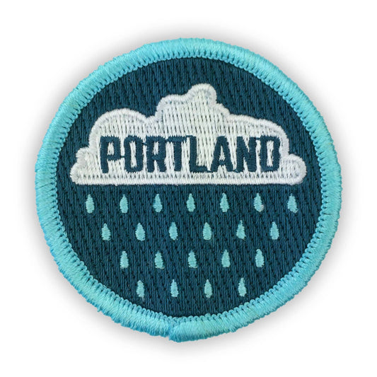 Portland Oregon Rain Drops Iron On Embroidered Patch - Wander Together Outfitters