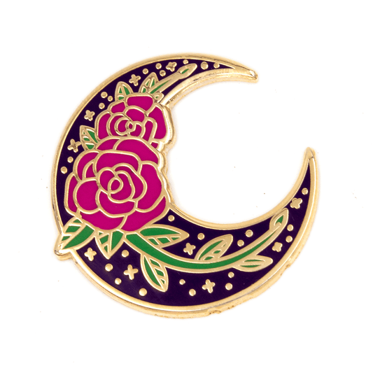 Rose Moon Enamel Pin - Wander Together Outfitters