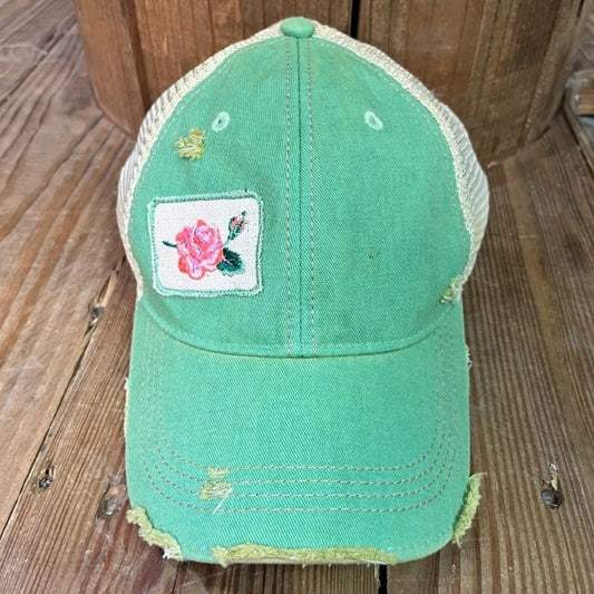 Rose on Mint Hat - Wander Together Outfitters