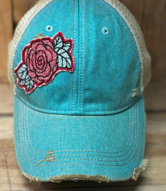 Rose Tattoo Distressed Vintage Hat - Wander Together Outfitters