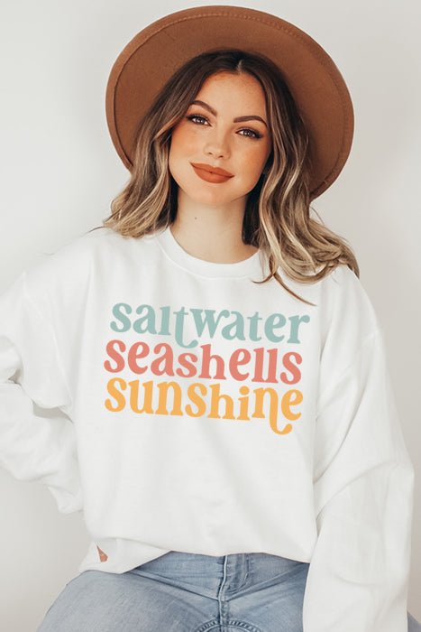 "Saltwater Seashells Sunshine" Women's Cozy Sweatshirt - Wander Together Outfitters