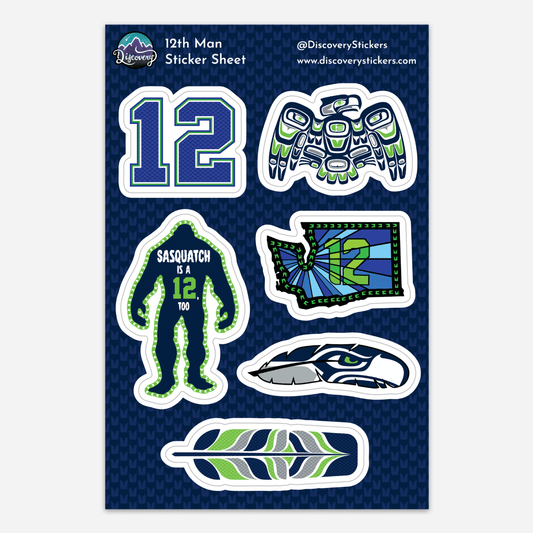 “Seahawks 12th Man” Sticker Sheet - Wander Together Outfitters