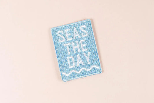 “Seas The Day” Embroidered Iron - On Patch Beach Nautical Coast - Wander Together Outfitters