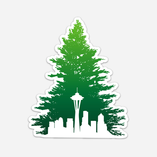 Seattle Skyline Evergreen Vinyl Sticker - Wander Together Outfitters