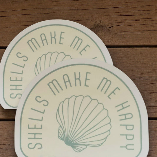 "Shells Make Me Happy" Vinyl Sticker Hawaiian Islands - Wander Together Outfitters