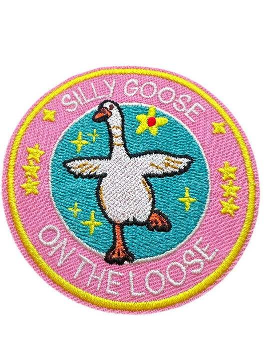 "Silly Goose On The Loose" Round Iron On Patch - Wander Together Outfitters
