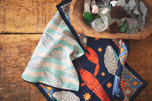 Snug Harbor Lobsters & Oysters Kitchen Tea Towel - Wander Together Outfitters