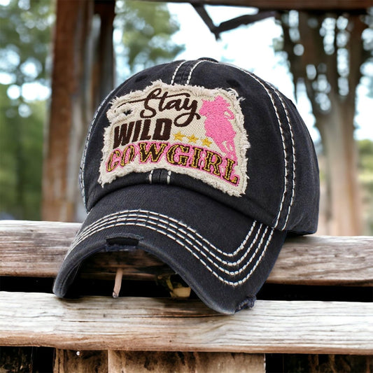 “Stay Wild Cowgirl” Embroidered Patch Cap - Wander Together Outfitters