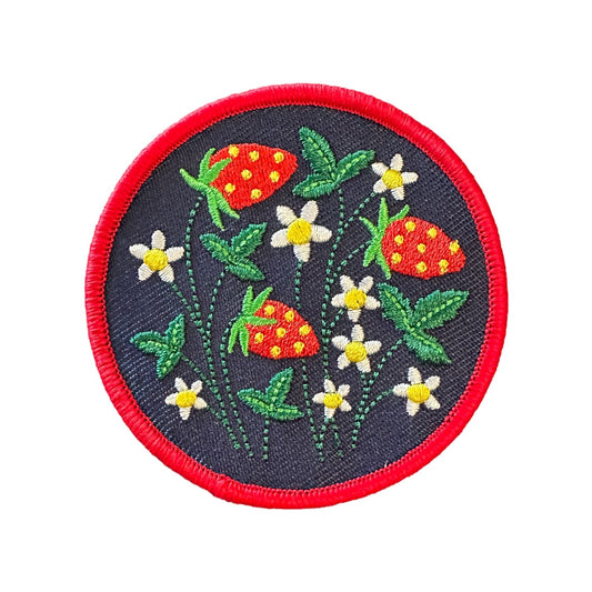 Strawberry Patch Embroidered Iron On Patch - Wander Together Outfitters