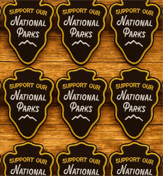 "Support Our National Parks" Arrowhead Iron On Patch - Wander Together Outfitters