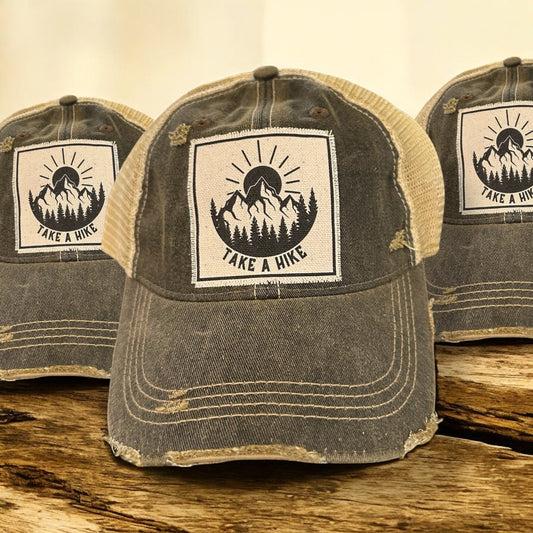 “Take A Hike” Distressed Unisex Mesh Cap - Wander Together Outfitters