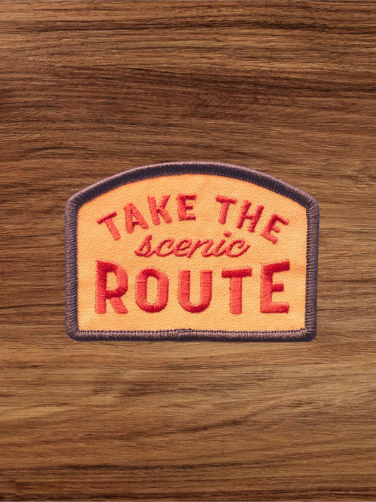 "Take the Scenic Route" Embroidered Iron on Patch - Wander Together Outfitters