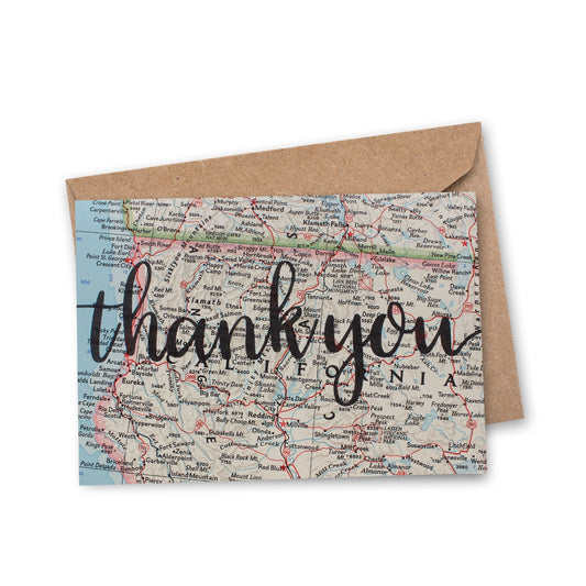 "Thank You" Vintage Map Greeting Card - Wander Together Outfitters
